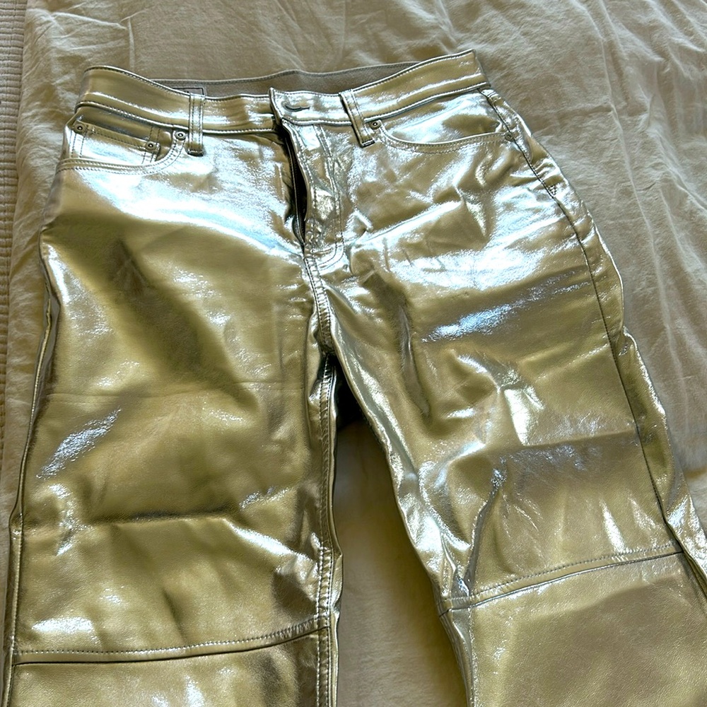 Silver faux leather jeans